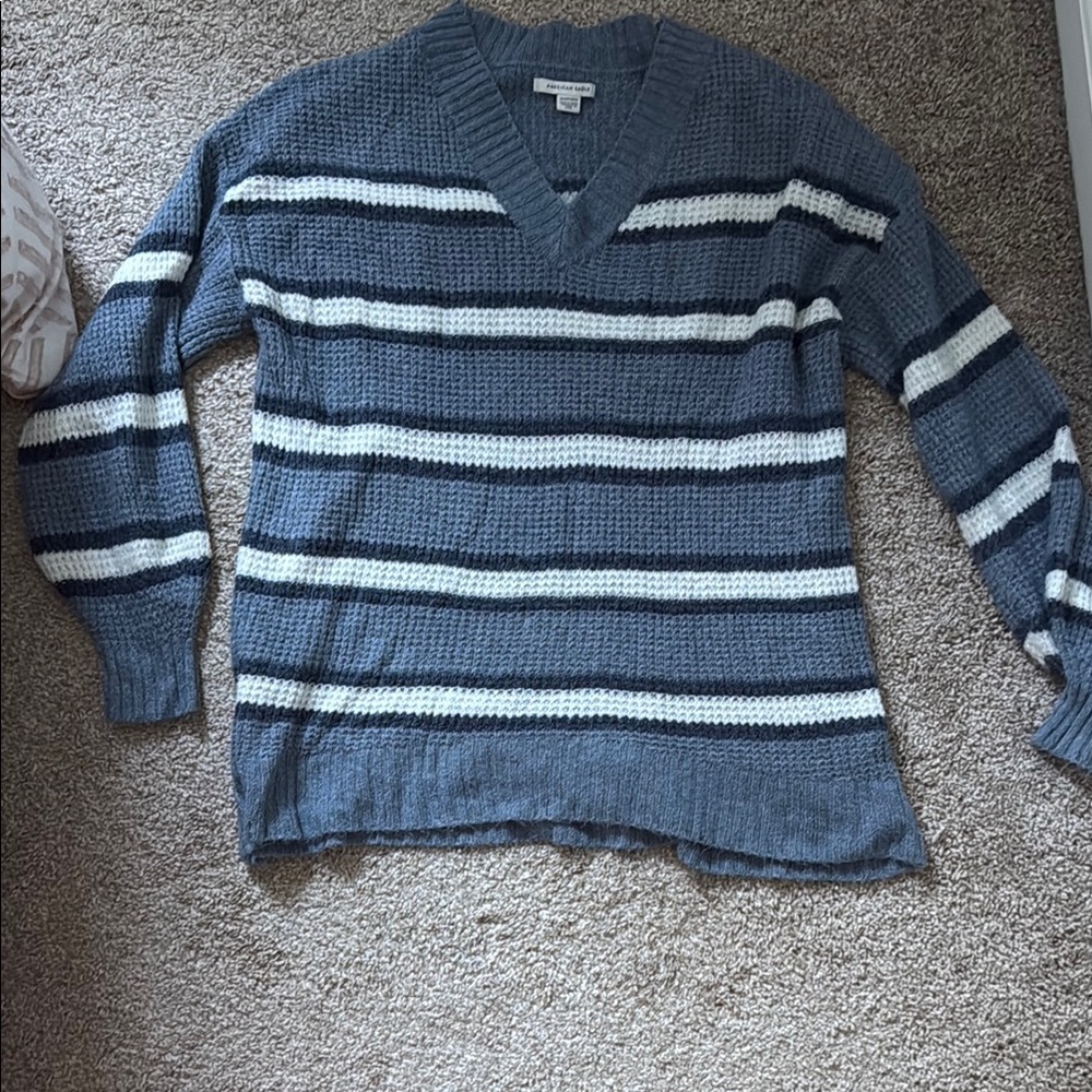 Women's Blue Striped Sweater